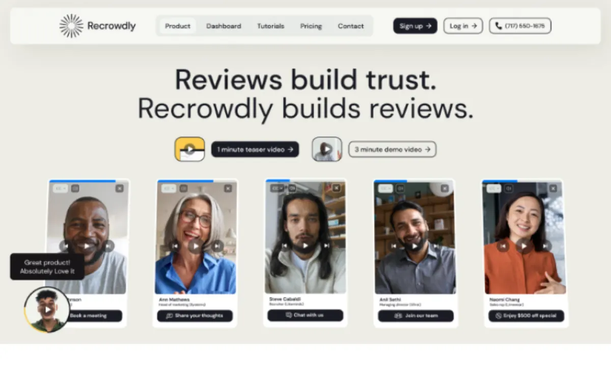 Recrowdly SaaS product interface